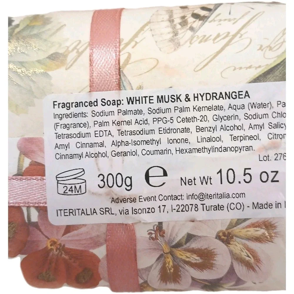 Italy‎ White Musk Floral Italian Soap  Wrapped Butterfly Jeweled Lingerie Drawer